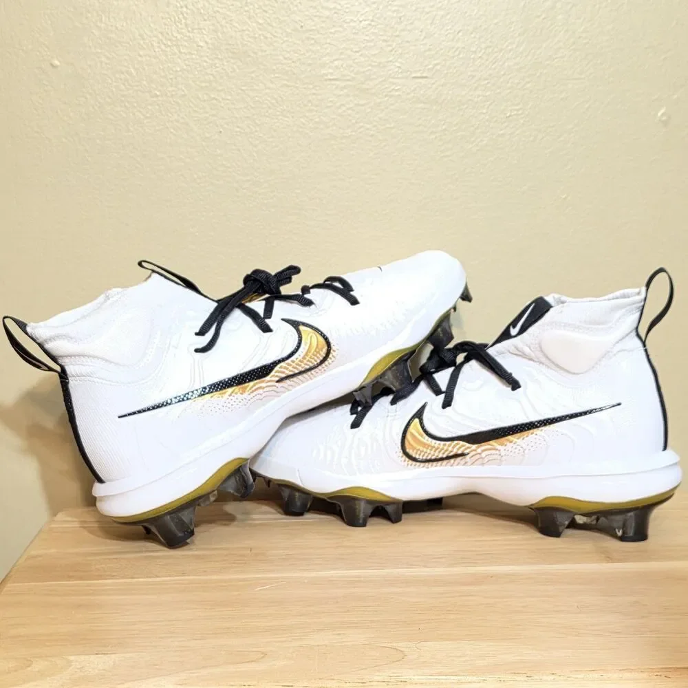 Nike Alpha Huarache NXT MCS White Gold Baseball Cleats FZ8650-119 Men’s Size 8.5